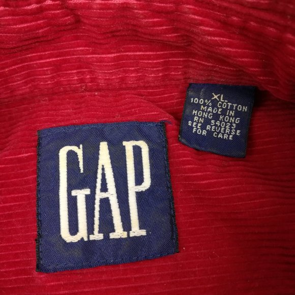 Vintage GAP Shirt Corduroy Long Sleeve Button Down Red Mens XL - Picture 3 of 7